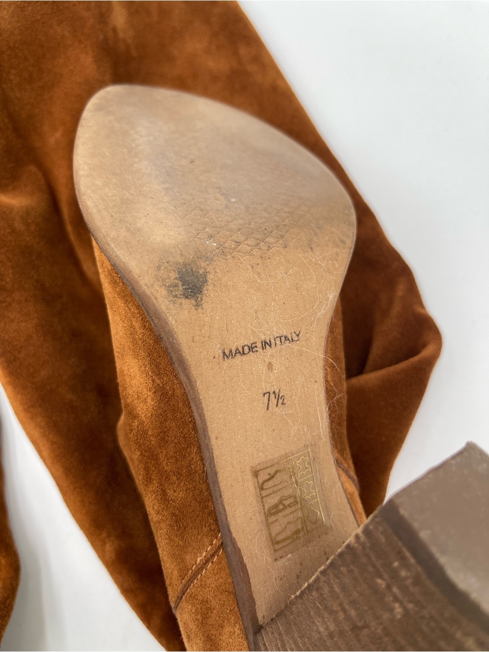 Anthropologie Miss Albright Fulton Knee High Boots Size 7.5 Brown Suede Pull On - Picture 7 of 11